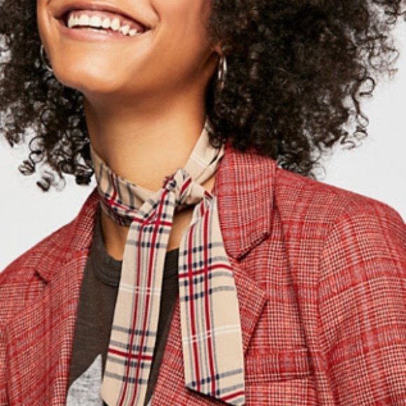 Free People Accessories - Free People • Natural Delaney Plaid Necktie Scarf